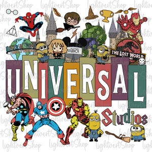 Holiday Theme Park Design Sublimation, Family Trip PNG, Universal Shirt Png, Superhero Travel Shirt Design ,Vacation Movie Character PNG