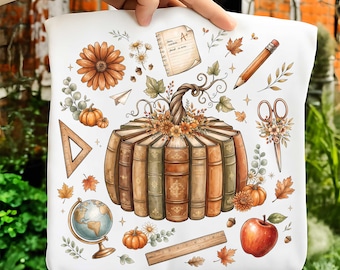 Fall Book Pumpkin Png, All Booked for Fall Png, Fall Pumpkin Png, Boho Floral Fall Png, Cozy Season Png, Teacher Autumn Png, Book Lover Gift