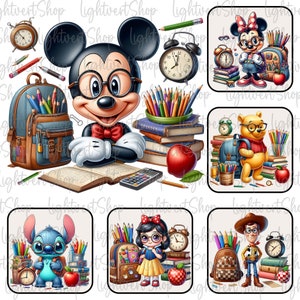 Bundle Cartoon Zurück in die Schule Png, Lehrer Png, Geschenk für Schüler, erster Schultag, Liebe unterrichten, inspirieren, Cartoon Freunde PNG Sublimation