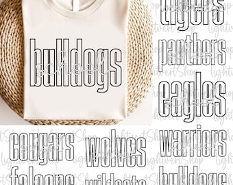 School Mascot Shirt Png Bundle, CUSTOM Mascot Team, School Spirit Png, Game Day Png, Tigers Bulldogs Eagles Panthers, School Logo Shirt Png