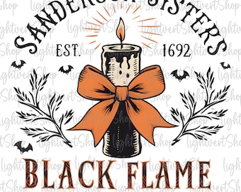 Black Flame Witches Sisters Png, Halloween Witch Png, Fall Pumpkin Png, Retro Halloween Png, Halloween Candle, Trick Or Treat, Spooky Season