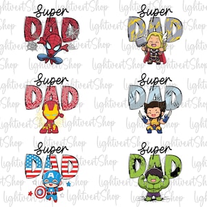 Paquete de imágenes de súper papá, regalo de superhéroe para papá, imágenes prediseñadas de papá de dibujos animados, diseño PNG del Día del Padre, diseño de camiseta de papá héroe divertido, imágenes de papá héroe