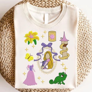 Elegant Princess with Magic Hair Fairy Tower Castle for Embroidery Machine, Princess Sun Lantern Embroidery Machine,Princess Embroidery File