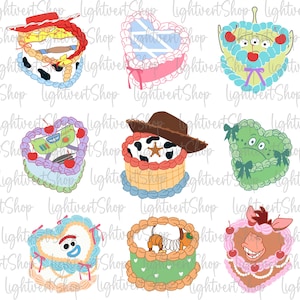 Pastel Boy Girl Birthday Cottagecore Cake Sublimation, Cowboy Heart Cake Clipart Png, Cute Cartoon Toy Kids, Sweet Toddler Birthday Design