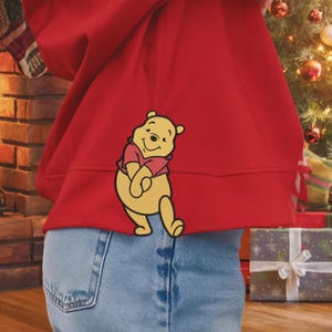 Cute Honey Bear Side Bow Embroidery Machine Sweatshirt Design, Movie Side Bow Digital File, Trendy Side Bow Christmas