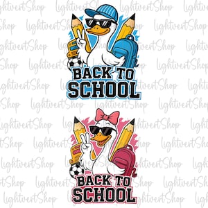 Goose Boy Girl Back To School Png, Goose First Day Of School Png, Kids Back To School, Funny First Day Of School Design, School Goose Png