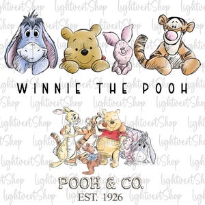 Honey Bear And Co Est 1926 Png, Bear And Friends, Magical Kingdom, Vacay Mode 2025, Matching Friend Tee Png, Cartoon Holiday T-shirt Png