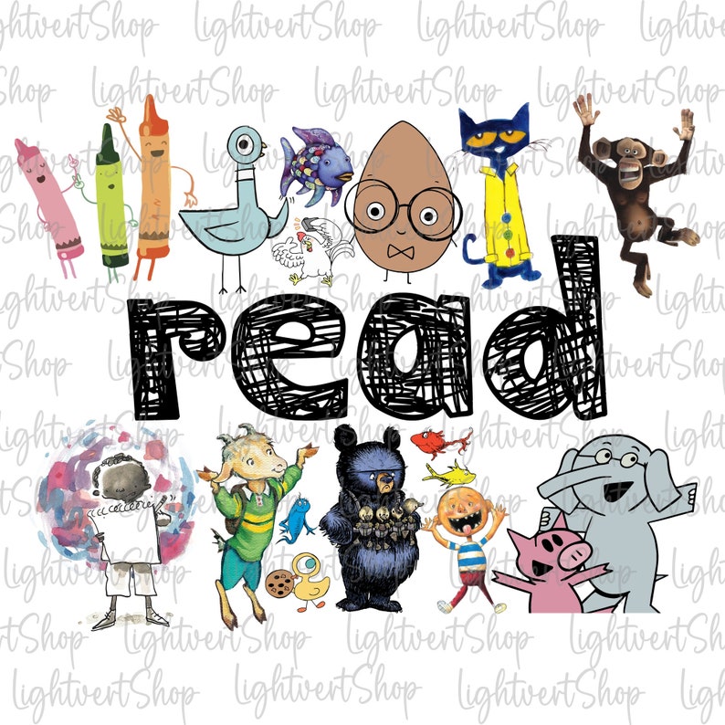 Read Children's Books Teacher Png, Teacher Life Png, Cute Teacher Shirt Png, Kindergarten Shirt Gift For Teacher,Teacher Cartoon Sublimation image 1