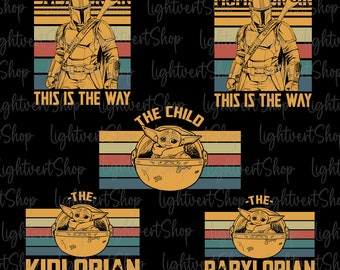 Dadalorian This is the Way Png Bundle, Najlepszy tata w galaktyce, Dzień ojca, Koszulki pasujące do taty i dziecka, Retro Dadalorian, Żarty taty Png