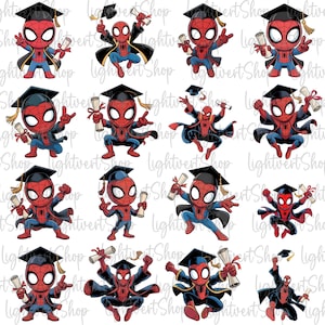 Pacchetto PNG con 15+ personaggi eroici per la laurea 2025, Graduation 2025, Graduation Hat 2025, Clipart di supereroi per la laurea, Graduation 2025 di supereroi