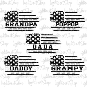 Personalized Papaw With Kids Names Svg, Grandpa American Svg, Father's Day Svg, Father's Day American Flag Svg, Funny Gift For Dad