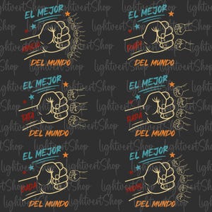 Personalized Toddler Kid El Mejor Papa Del Mundo Fist Bump Bundle Png, Vintage Spanish Papá Png, Custom Father's Day Png, Latina Dad Gift