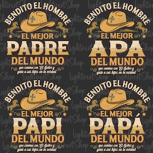 Hombre De Dios Png Bundle, Día Del Padre Png, Bendito El Hombre, El Mejor Papá Del Mundo, Diseño Vaquero Para Papá Cristiano Religioso