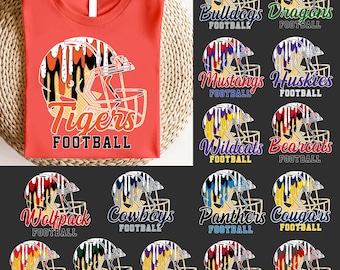 Football Helmet Dripping Png Bundle, CUSTOM Football Ice Cream Team Name, School Mascot, Favorite Team, Football Mom, Drip Sprinkle Png