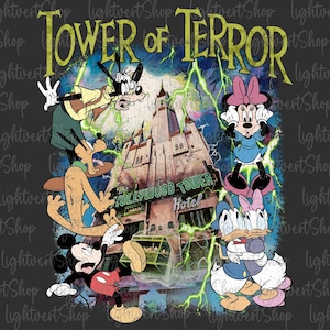 Retro Terror Tower Shirt Png, Retro Mouse shirt Png, Hollywood Png, Family Vacation Png, Magic Tower Png, Rides shirt Png design