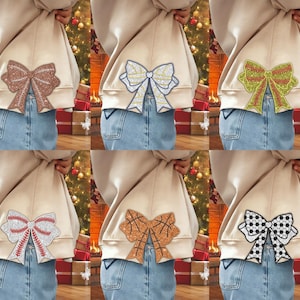 Bundle Sport Side Bow Applique Side Bow Machine Embroidery Designs Wide Ribbon Sports Girly Bow From 4 To 9 Inches Sweatshirt Seam Side Bow