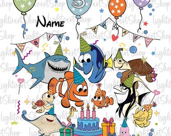 Personalized 5th Birthday Fish Png, Birthday Girl Png, Birthday Boy Png, Birthday Kids Shirt Design, 5th Birthday Png, Digital Download