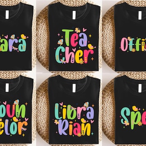 Colorful Teacher School Occupation PNG Bundle, Preppy Back to School Teacher Sped Para Counselor, Preppy First Day of School Girly Png