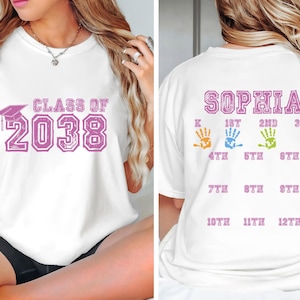 Class Of 2038 Png Bundle, Personalized Name Kids Handprint Shirt Png, 2039 Graduation Png, First Day of School, Grow With Me, Photo Day Png