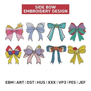 Princess Side Bow Sweatshirt Embroidery Design, Glitter Bow Christmas Embroidery, Holiday Bow Embroider, 6 Sizes Instant Download