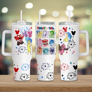 Cartoon Emotions Friends 40oz Quencher Tumbler Png, Today I Feel Tumbler Wrap, Characters Coffee Tumbler, Mental Health Png, Speech Therapy