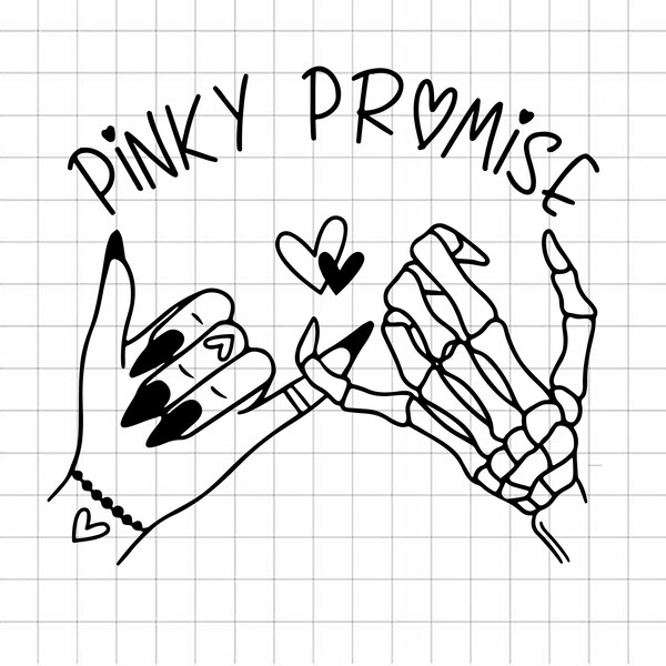 Pinky promise love hand SVG file cricut, Skeleton hand with friend loves Svg, Gothic woman promise Svg silhouette