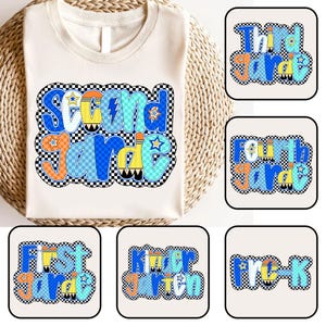 Checkered School Grades Png BUNDLE , Preppy Back to School Png, Pre-K Png, Kindergarten Png, Teacher First Day of School Shirt Design