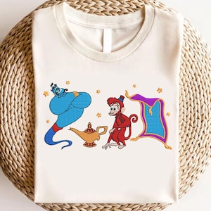 Cartoon Character Embroidery Machine,  Magic Lamp and Carpet Embroidery Designs, Cartoon Monkey Embroidery Instant Download
