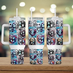 Envoltorio para vaso de 40 oz con dibujos de terror para Halloween, vaso divertido de 40 oz para Halloween (PNG), pareja de Halloween (PNG), temporada espeluznante, película de terror de los 90