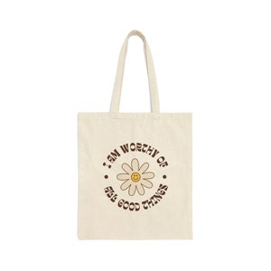 Mental Health Tote Bag | Smiley Face Tote Bag | Smiley Face Flower Tote Bag | 90s Smiley Face Tote Bag | Retro Smiley Face Tote Bag |