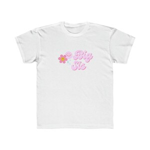 Groovy Big Sis Kids Regular Fit Tee | Hippie Big Sis Tee | Flower Power Girls Tee |