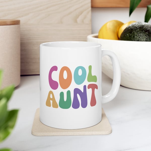 Cool Aunt Mug | Cool Aunt Gift | Retro Best Aunt Mug | Vintage Cool Aunt Mug | Colorful Aunt Mug | Pastel Aunt Mug