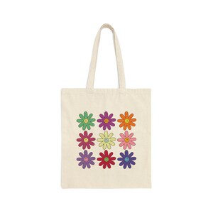 Smiley Face Flower Canvas Tote Bag | 90s Smiley Face Tote Bag | Retro Smiley Face Tote Bag | Comfort Colors Smiley Face Tote Bag |