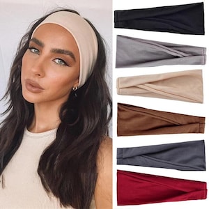 Hairband in multiple colors for women, plain thin cotton headband, elastic summer hairband image 1