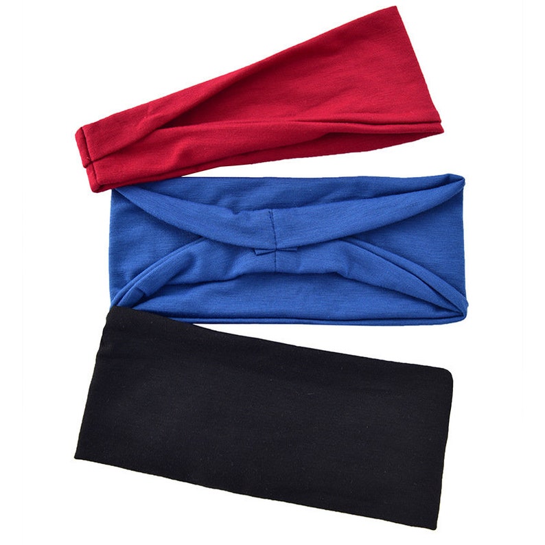 Haarband in mehreren Farben für Damen, einfarbiges dünnes Stirnband aus Baumwolle , elastisches Sommer Haarband Bild 3
