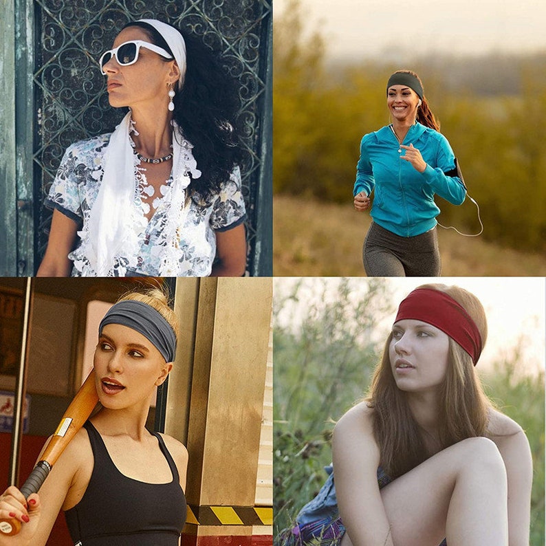 Haarband in mehreren Farben für Damen, einfarbiges dünnes Stirnband aus Baumwolle , elastisches Sommer Haarband Bild 5