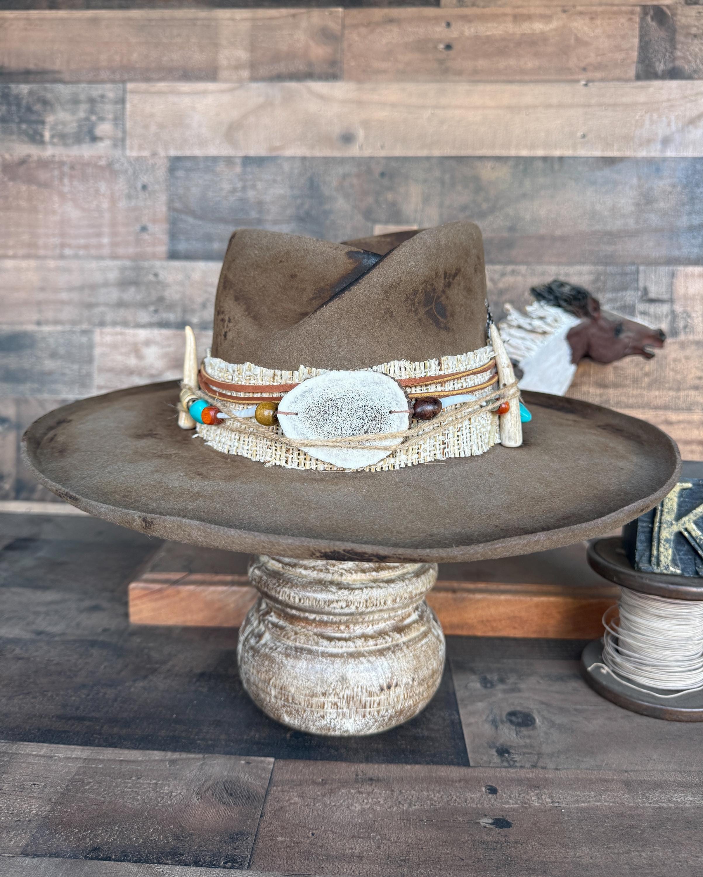 Vintage Brown Suede Outback Fedora Hat Western Boho Distressed Small Suede Fedora Brown Vintage Hats for Men for sale | eBay main image 2