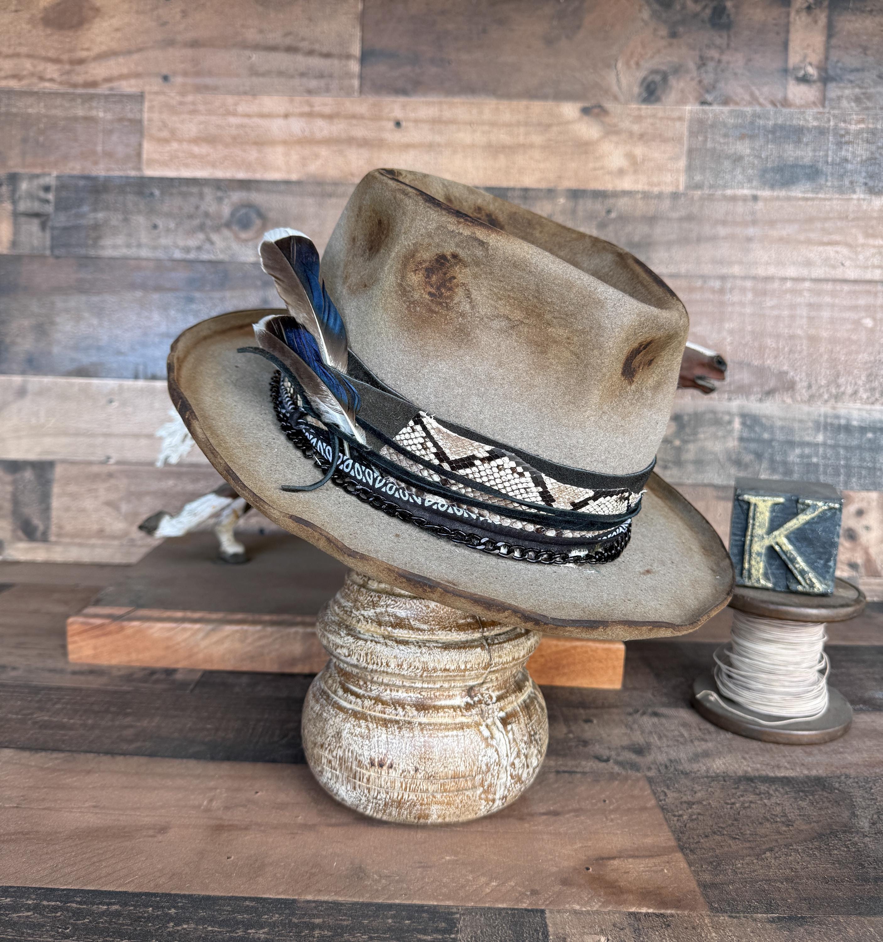 IVORY GRAY FASHION BRIM HAT WITH BRADED TIE Off White Wide Brim Round Crown Felt Plain Hats-W0139A-WWT  main image 2