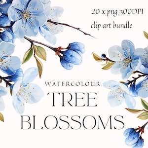 Clipart de flores de árvore, galhos florais em aquarela, clipart de flores de cerejeira, clipart de aquarela Sakura, aquarela de primavera, uso comercial, PNG