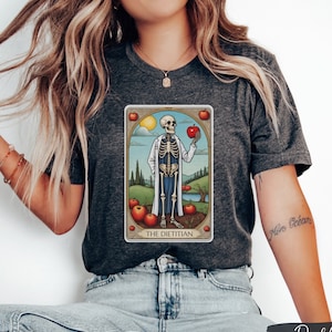 Chemise de diététicienne, T-shirt de cartes de tarot, Chemise de nutritionniste avec pomme, Art du squelette, Santé et bien-être, Chemise de jardinier, Cadeaux de diététiste