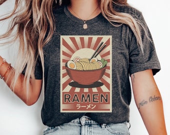 Camisa retro ramen, regalo amante del ramen, camisa de fideos ramen, camisa anime kawaii, camisa de comida japonesa, regalo de Japón, amante de Japón, camiseta de comida asiática