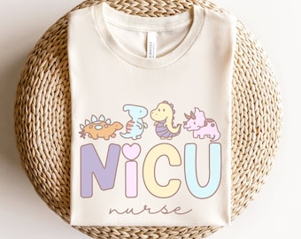 Camicia da infermiera NICU, T-shirt per animali da infermiera NICU, Regalo per infermiera NICU, Regalo di apprezzamento per infermiere, Unità di terapia intensiva neonatale, Maglietta dinosauro infermiera NICU