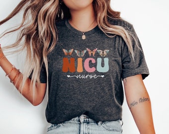 Camisa retrô de enfermeira NICU, camiseta de enfermeira NICU, presente de enfermeira NICU, presente de agradecimento de enfermeira, unidade de cuidados intensivos neonatais, camiseta de enfermeira NICU