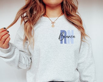 Personalized Registered Nurse Sweatshirt, Custom RN Nurse Sweater, RN Nurse Shirt, Nurses Week Gift, Nurse Appreciation Gift