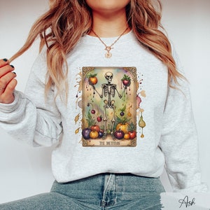 Sweat-shirt carte de tarot la diététicienne, pull nutritionniste, art du squelette, santé et bien-être, nutrition, chemise de jardinier, cadeaux pour diététiste