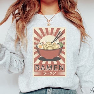 Retro Ramen Sweatshirt, Ramen Lover Gift, Ramen Noodles shirt, Kawaii Anime Sweater, Japanese Food Shirt, Japan Gift, Asian Food Sweater