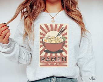 Retro Ramen Sweatshirt, Ramen Lover Gift, Ramen Noodles shirt, Kawaii Anime Sweater, Japanese Food Shirt, Japan Gift, Asian Food Sweater