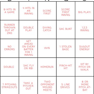 Softball/baseball Dugout BINGO - Etsy