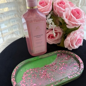 Stunning  Two Toned Vanity Tray- Resin Tray, Oval Tray, Perfume Tray, Trinket Tray, Jewelry Tray, Kitchen Tray, Bathroom Tray, Display Tray