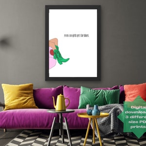 Cowgirl wall decor, Wall art, Digital art prints, Eclectic wall art, maximalist wall art, 8x10, 11x14, 12x18 prints